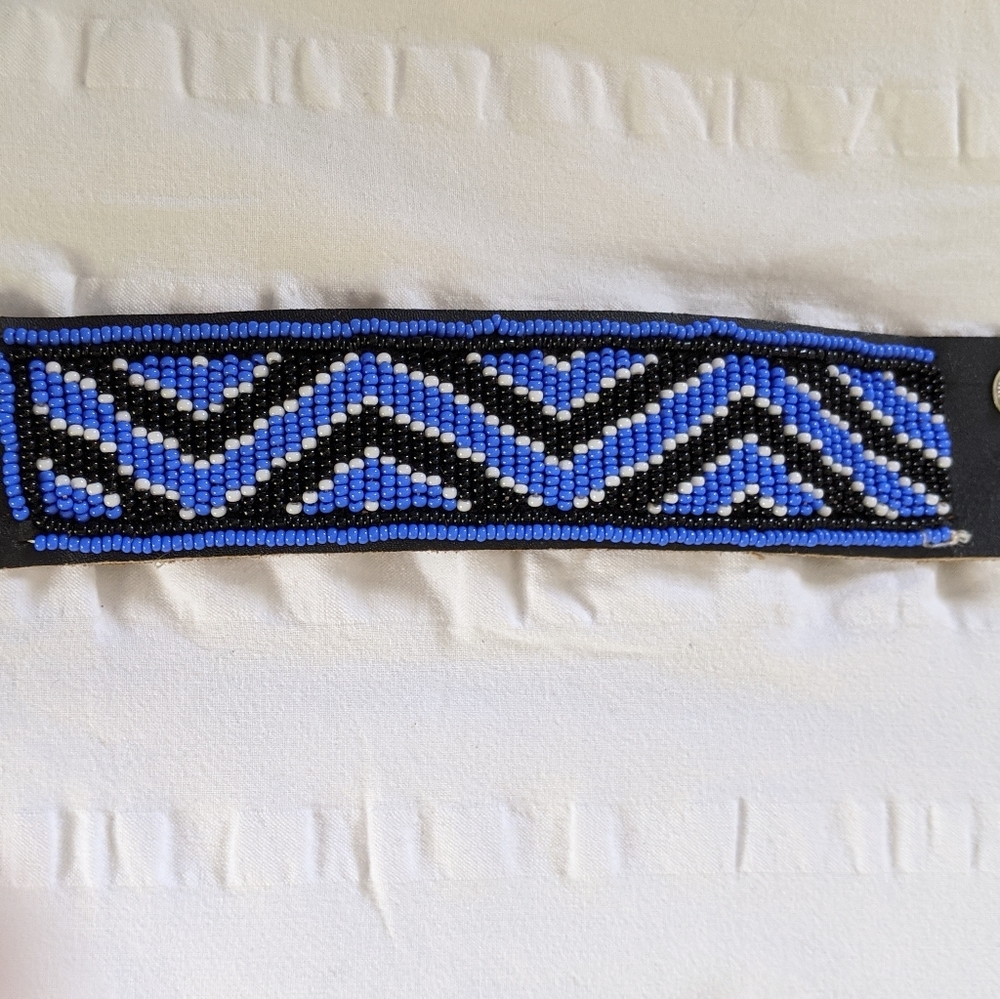 Leather beaded cuff bracelet
